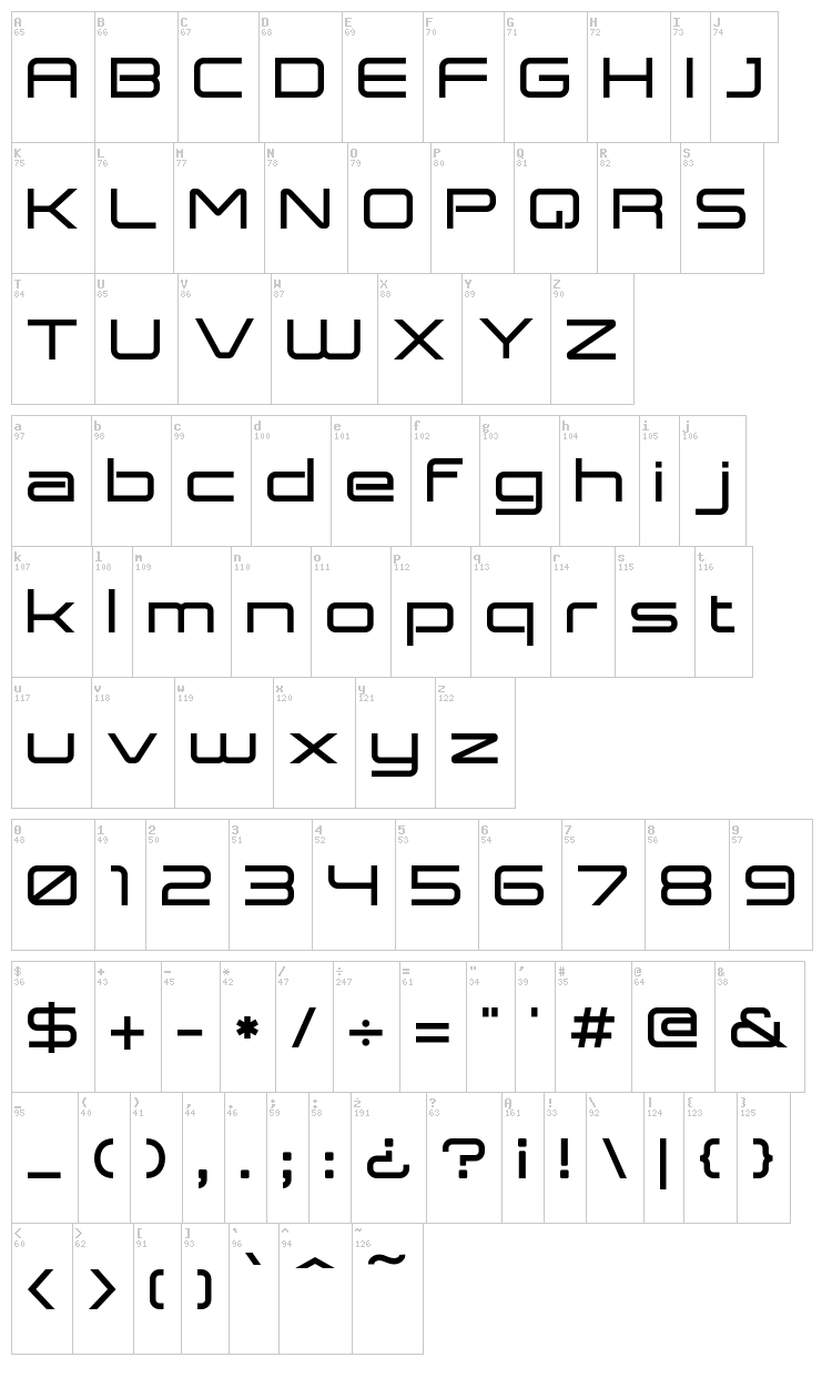Expansiva font map